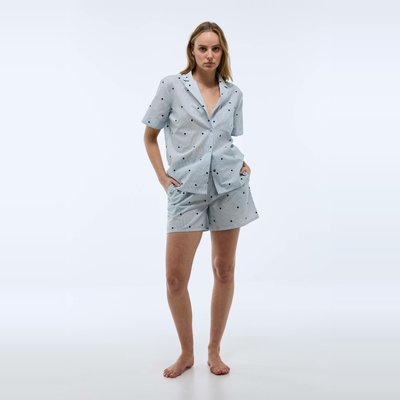Pyjashort à poids brodés contrastés en coton BIO MONOPRIX