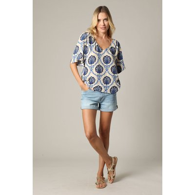 Blouse bohème en viscose avec fils fil textile et col V TAHORA DEELUXE