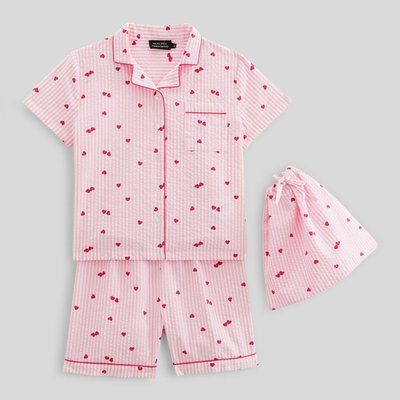 Pyjama chemise short en seesucker rayé en coton BIO GOTS MONOPRIX