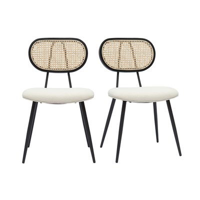 Chaises design en tissu, métal et cannage rotin naturel (lot de 2) TOLMA MILIBOO