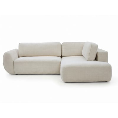 Canapé d'angle convertible 4 places en tissu texturé, DENISE BOBOCHIC