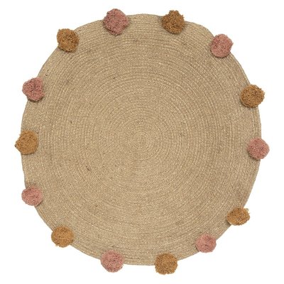 Tapis rond jute Lili pompons D78 ATMOSPHERA