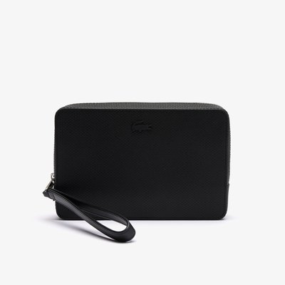 Trousse zippée Chantaco en cuir piqué LACOSTE