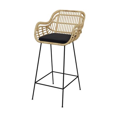 Chaise de bar en rotin et pieds en métal 71 cm (à l'unité) - CHILOE RENDEZ-VOUS DÉCO