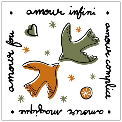 Lot de 20 serviettes papier amour oiseaux OPJET