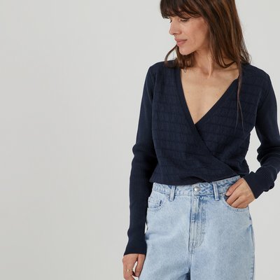 Pull effet cache-cœur, en maille pointelle LA REDOUTE COLLECTIONS