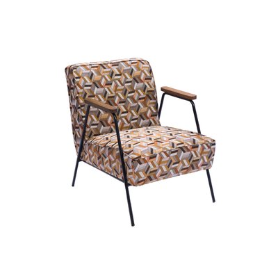 Fauteuil en tissu aux motifs géométriques marrons - SINTRA AMADEUS