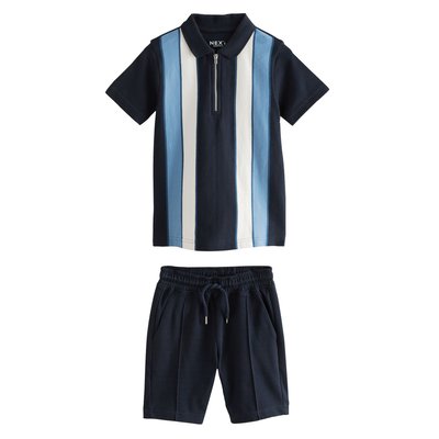 Polo rayé à col zippé et short NEXT