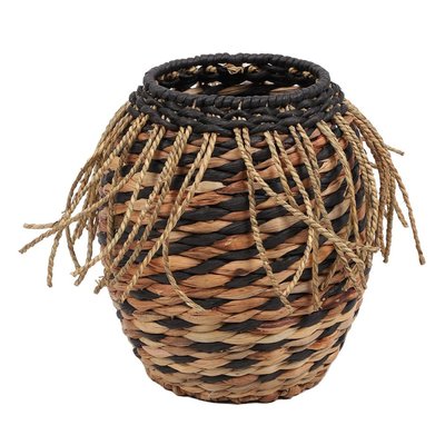 Panier jacinthe d'eau franges H27 DECORATIE