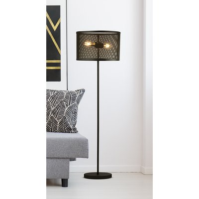 Matt Black Metal and Mesh Shade Floor Lamp SO'HOME