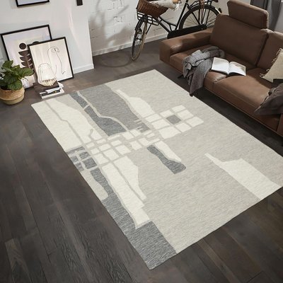 Tapis salon et chambre fait main en laine motif géométrique BUILDING UN AMOUR DE TAPIS