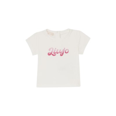 T-shirt en coton avec logo et strass LIU JO