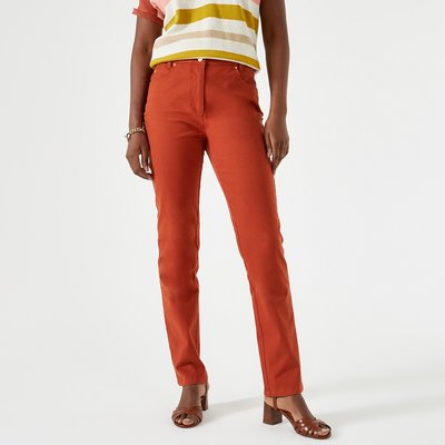 Stretch Cotton Straight Trousers, Length 30.5" ANNE WEYBURN