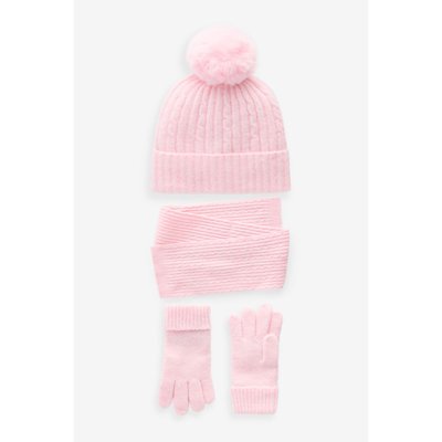Bonnet, écharpe et gants torsadés, ensemble NEXT