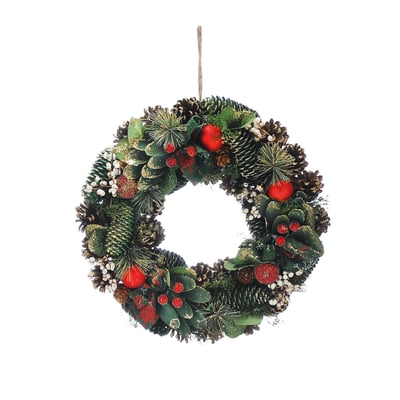 36cm Heritage Noel Frosted Apples & Pinecone Wreath SO'HOME