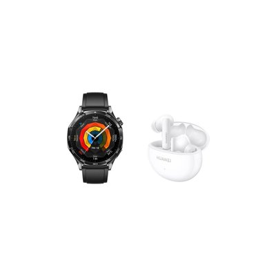 Montre connectée Pack Watch GT5 46 mm noir + Buds Blancs HUAWEI