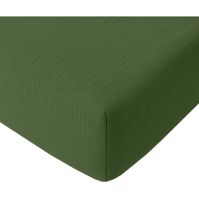 Drap housse gaze de coton lavé bonnet 30 cm uni, Pur BATON ROUGE