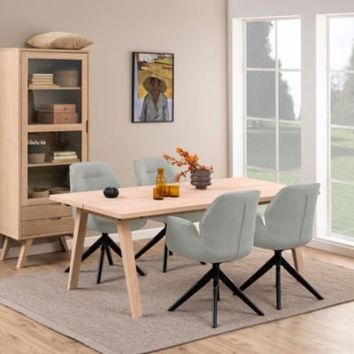 Table à manger rectangulaire en bois blanchi L200 8 personnes - ALISIA HELLIN, DEPUIS 1862