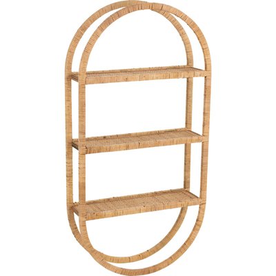 Étagère murale ovale en rotin naturel trois niveaux pliable RECOLLECTION