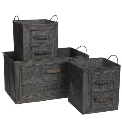Jardinière en Zinc effet faux tiroirs (lot de 3) PIER IMPORT
