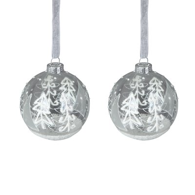 Set de deux boules de noel sapin argente DOUCEUR D'INTÉRIEUR