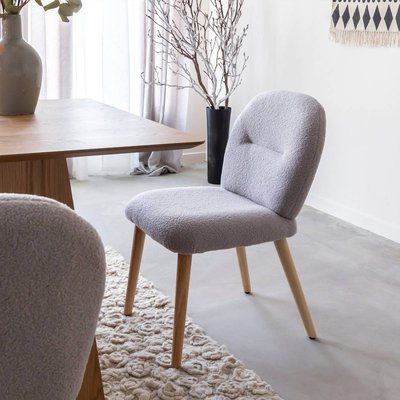 Chaise en tissu bouclette grise (lot de 2) KANOA MADE IN MEUBLES 