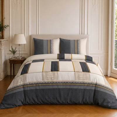 Parure de lit en coton motif géométrique, HELENE C DESIGN HOME TEXTILE