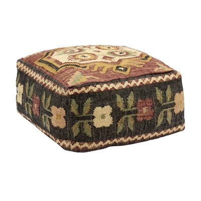 Pouf décoratif floral jute tissé main MADAM STOLTZ
