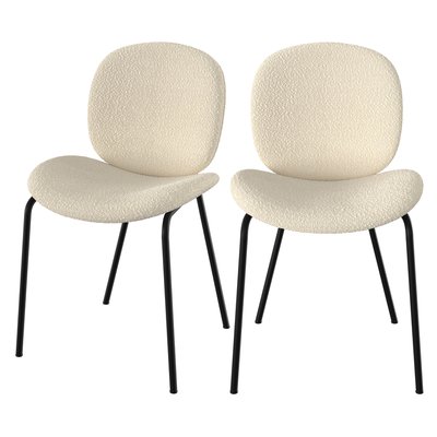 Lot de 2 chaises en tissu bouclé et pieds en métal - IRIS RENDEZ-VOUS DÉCO
