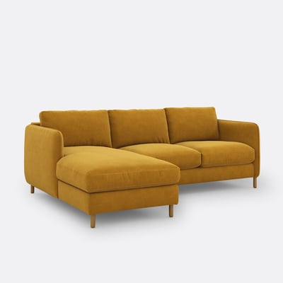 Sofá cama rinconero izquierdo de 4 plazas, terciopelo, LOMÉO LA REDOUTE INTERIEURS