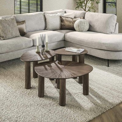 Table basse organique en bois de teck forme triangle (lot de 3) YOGY PIER IMPORT