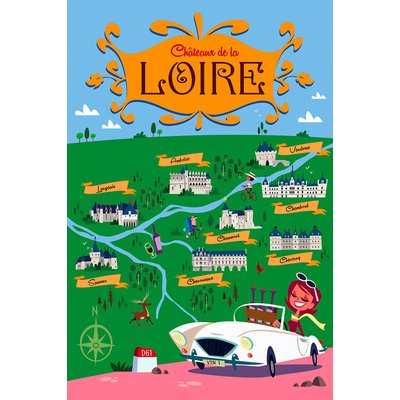 Tableau sur la route des chateaux de la loire HEXOA