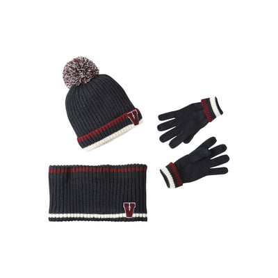 Ensemble bonnet + snood + gants en maille côtelée VERTBAUDET