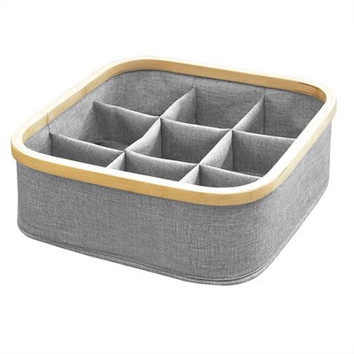 Panier cadre bambou 9 compartiments coloris gris CASAME