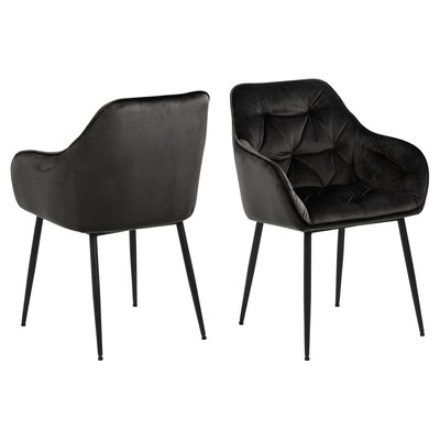 Lot de 2 Chaises de salle à manger Florie avec accoudoirs effet velours TOILINUX
