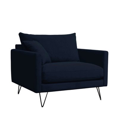 Fauteuil XL en velours pieds épingles noirs- VILLABON DRAWER