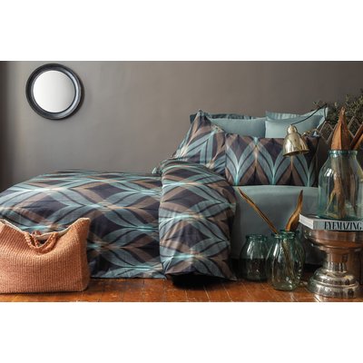 Parure Housse de couette 3 pcs 240x220 cm 100% satin de coton 82 fils imprimé."La mer" C DESIGN HOME TEXTILE