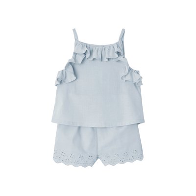 Ensemble : blouse à bretelles + short brodé VERTBAUDET