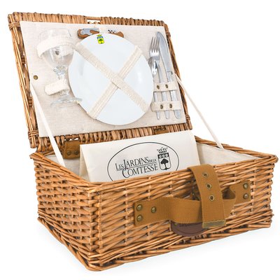 Panier pique-nique en osier Solo tissu 1 pers LES JARDINS DE LA COMTESSE