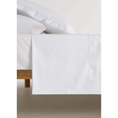 Drap plat percale de coton double overlock lit 180/200 cm MANGO HOME
