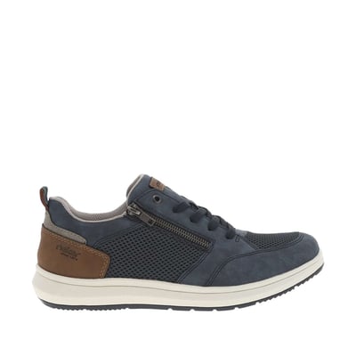 Sneakers bleu marine à talon plat avec des lacets et un zip latéral RIEKER