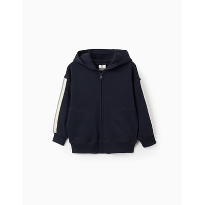 Sweat zippé en coton avec capuche et bande à rayures ZIPPY