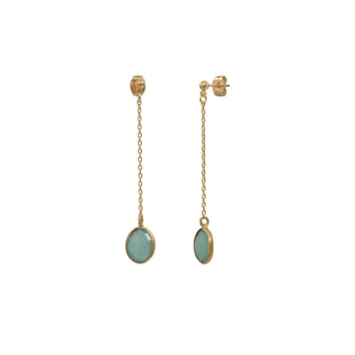 Boucles d'oreilles longues serti aventurine CAROLINE NAJMAN