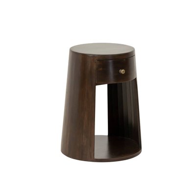 Table de chevet ronde en bois de manguier  ISAO MADE IN MEUBLES 