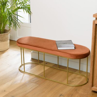 Banquette en velours rouille forme ovale TIM PIER IMPORT