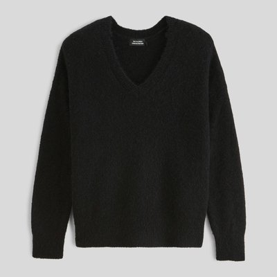 Pull col V uni contenant de l'alpaga MONOPRIX