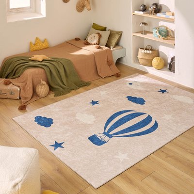 Tapis enfant lavable en machine, motif montgolfière HAPPY NAZAR RUGS