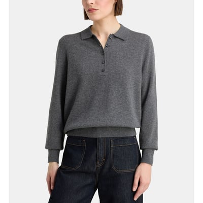 Pull polo faon droit en cachemire GALERIES LAFAYETTE