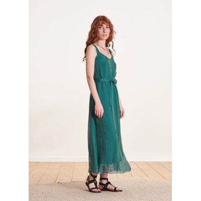 Robe longue à bretelles en viscose/soie LA FEE MARABOUTEE