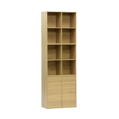 Etagère, bibliothèque modulable décor bois 3 éléments - 2 portes 8 niches KOMPO SWEEEK